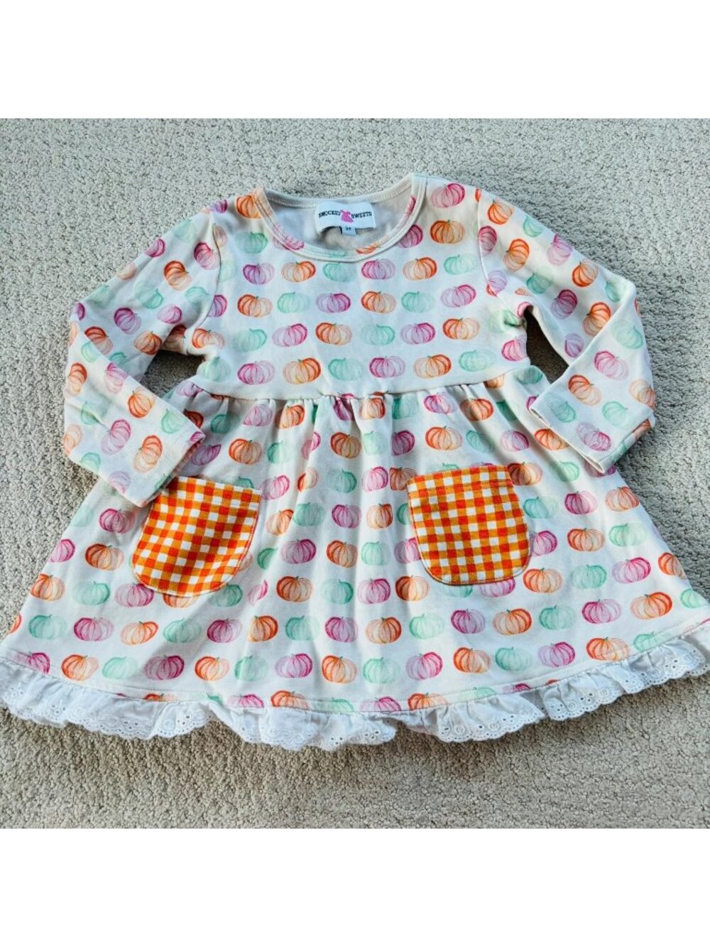 Smocked Sweets pastel pumpkin dress